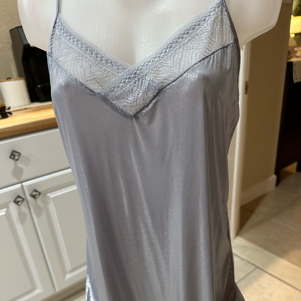 Victoria’s Secret silver shimmer slip. Never warn.